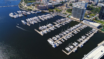 Aerial view of boat slips up to 250 ft.